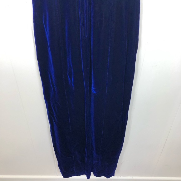 Vintage Blue Velvet Maxi Dress Sz S - Picture 6 of 11